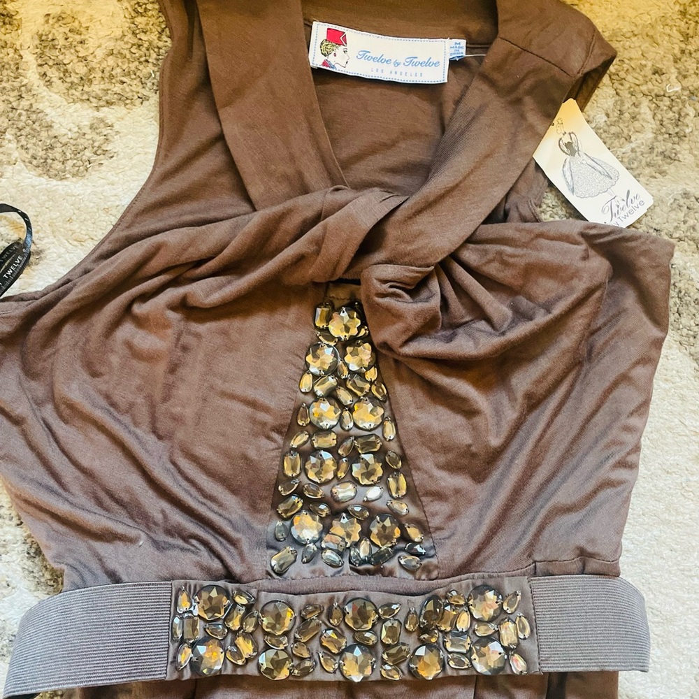 Twelve by Twelve Brown Jumpsuit with Wide-Leg Silhouette - Picture 2 of 8
